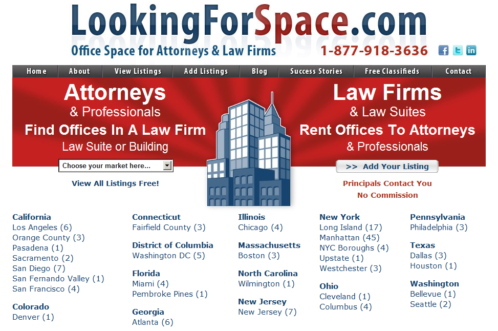 Looking for Office Space? Site Helps Lawyers Find It