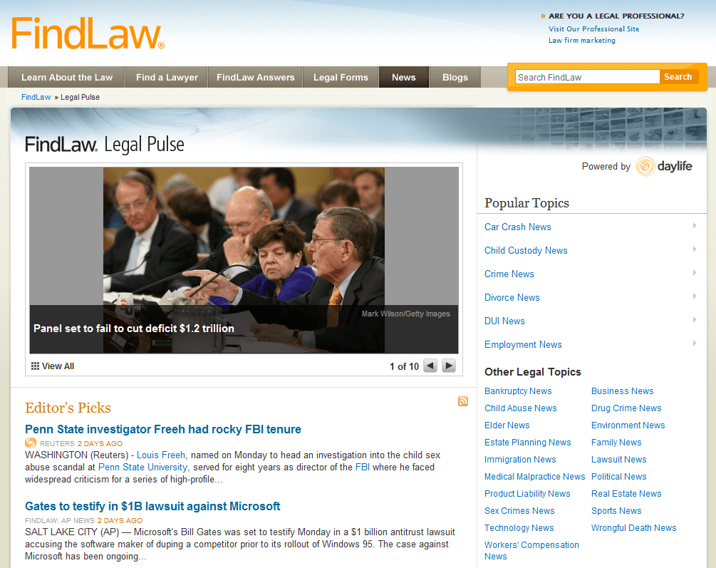 FindLaw Launches Legal News Site: &#8216;Legal Pulse&#8217;