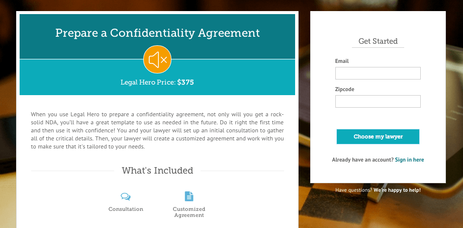 Confidentiality Agreement Project Screenshot