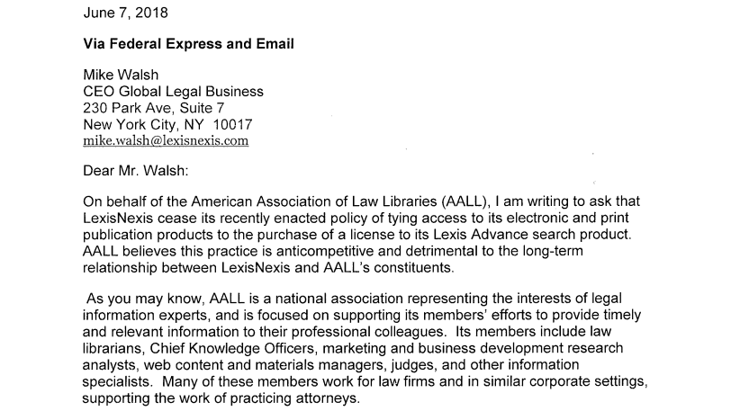 Law Librarians Accuse LexisNexis of Anticompetitive Sales Practices