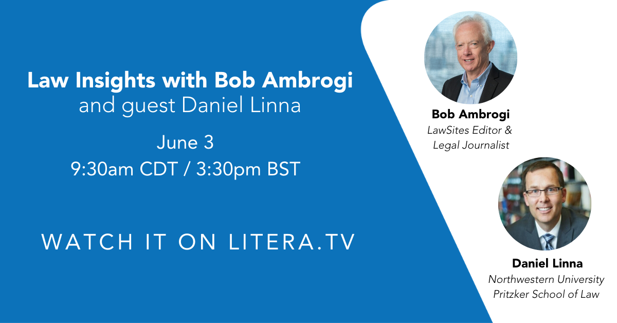 Tomorrow on Litera TV: Dan Linna, Director of Law and Tech at Northwestern Law
